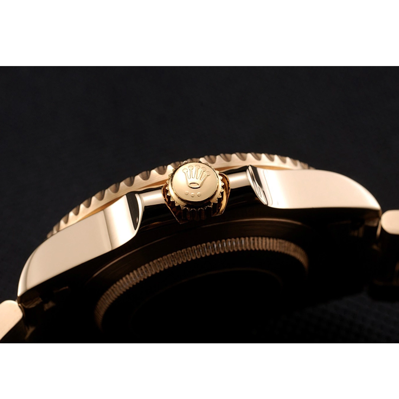 Best AAA Replica Sites Bracelet Dial Case Diamond Rolex Gold With Black Yellow Markings Gold Bezel And Submariner Swiss 0717